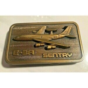 Vintage E-3A Sentury USAF Air Force Brass Tone MINTY Belt Buckle Rare